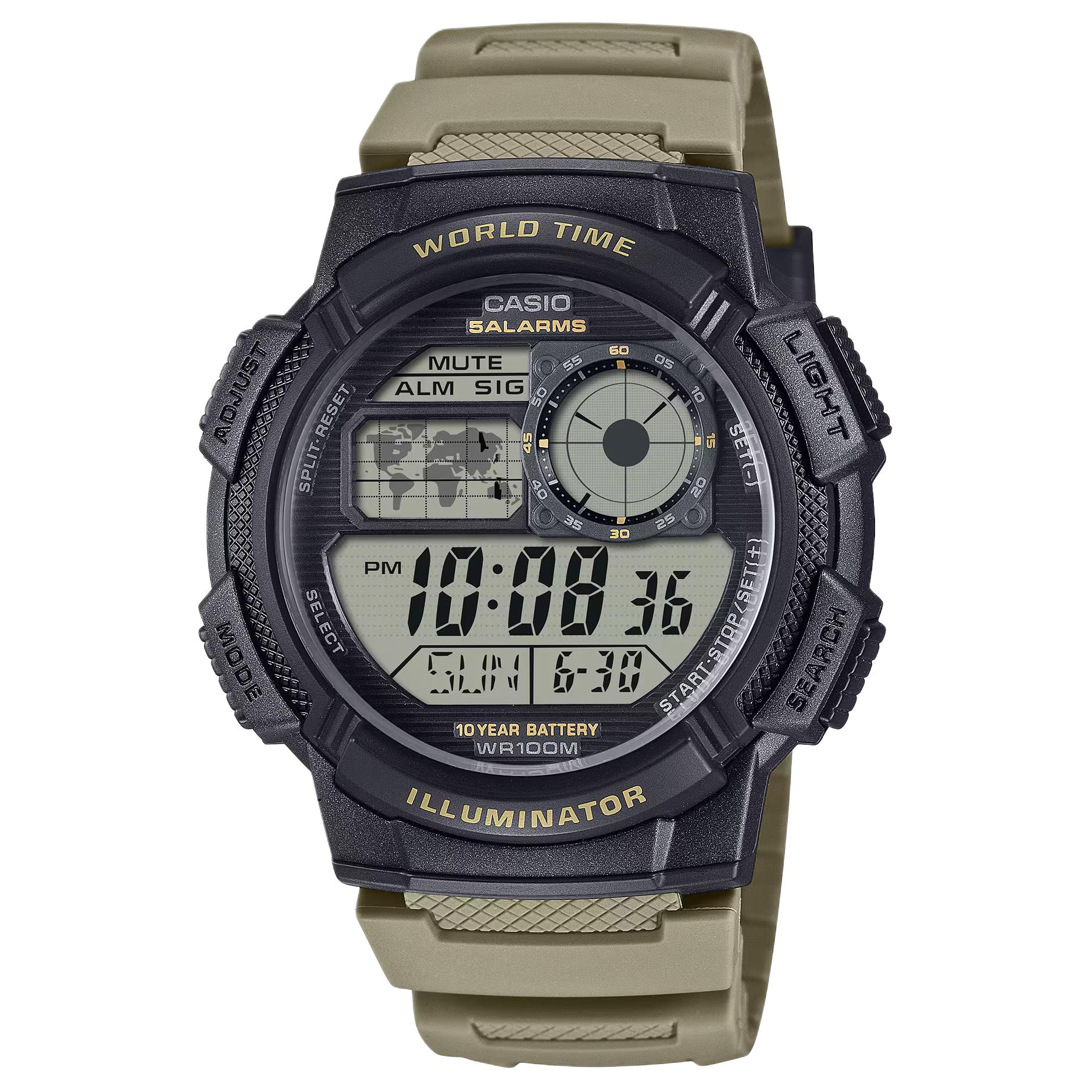 

CASIO G SHOCK 100m Water Resistant Quartz Movement Resin Strap Watch Men s Watches Black Dial AE-1000W-5AV Black Dial