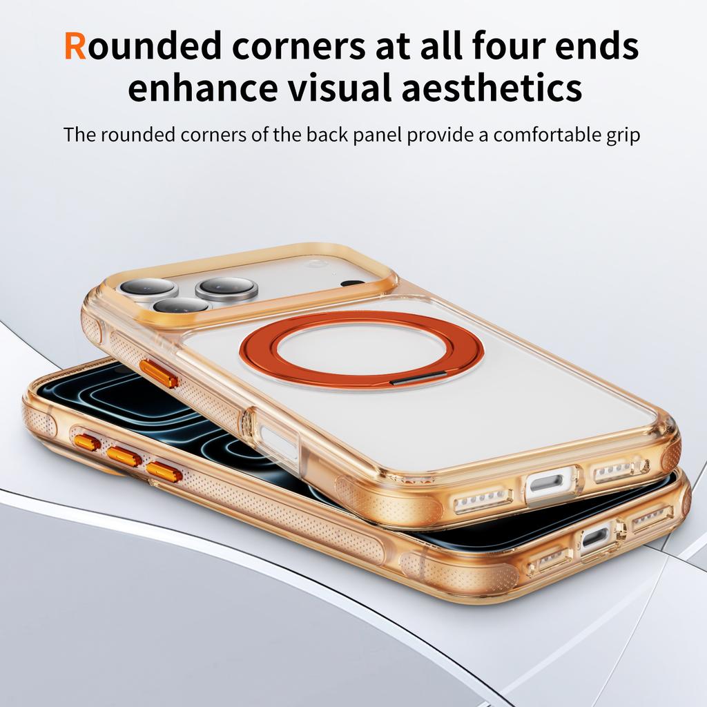 Crystal Clear Magnetic Case With Metal Gear Kickstand Anti Slip Raised Camera Protection For iPhone 12 13 14 15 16 17 Pro Max Wireless Charging