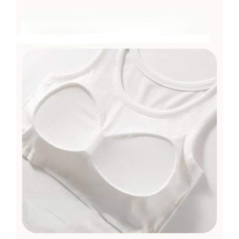 One Piece Bra Sexy Sleeveless Vest Women's Outerwear Underwear Summer Spicy Girls Pure Desire Short and Unique Round Neck Top