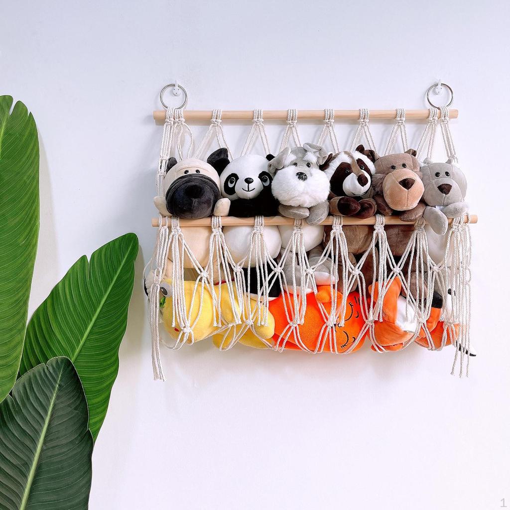 Stuffed Animals Net Hand Woven Hammock Mesh Soft Organizing Cotton Rope Organizer Holder for Boys
