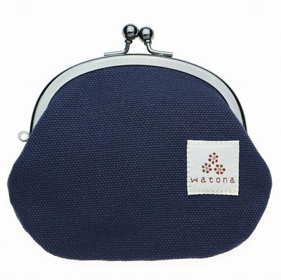 Watona Canvas Clasp Round Coin Purse 3.3-inch (Midnight Blue)