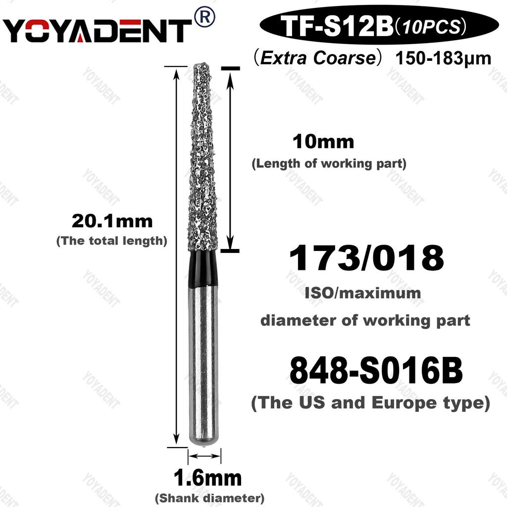 TF Type Extra Coarse Dental Bur Diamond Burs Dentistry Drills Dia.1.6mm For High Speed Turbines Dentist Grinding Tool 10pcs/Pack