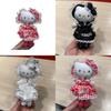 Lolita Plush Cat Girl Doll With Lace Bow And Heart Button For Car Keychain Decor