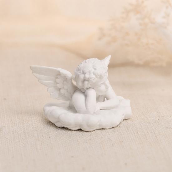 Little Angel Statue Figurine, 3D Printed Desktop Ornament, Matte Texture White Modern Style Sculpture, for Home Office Decor