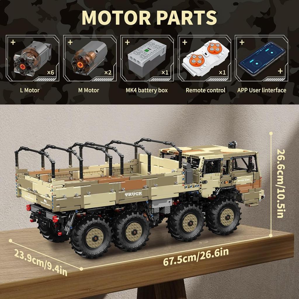 MOULD KING 20039/20040 Technické hračky do auta RC Tatry KOLOS 8X8 Stavebnice náklaďáku Montáž cihlového modelu Dětský vánoční dárek