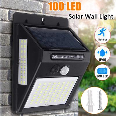 100 LED Solar Power Light Control PIR Motion Sensor Security LED Solar Power PIR Motion Sensor Wall Light 20 LED Outdoor