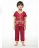 Red Double Dragon Embroidered Tang Suit Set - Boys' Short Sleeve Summer Wear