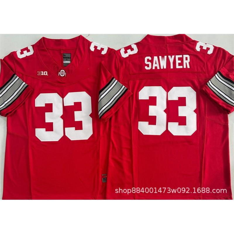 Mens Ohio State Buckeyes Rugby Jersey Training Shirt Cotton Blend Embroidered Football Uniform College Team Practice