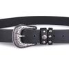 American Style Women's Extra Wide Retro Carved Three-piece Set Versatile European and American Belt Western Buckle Belt
