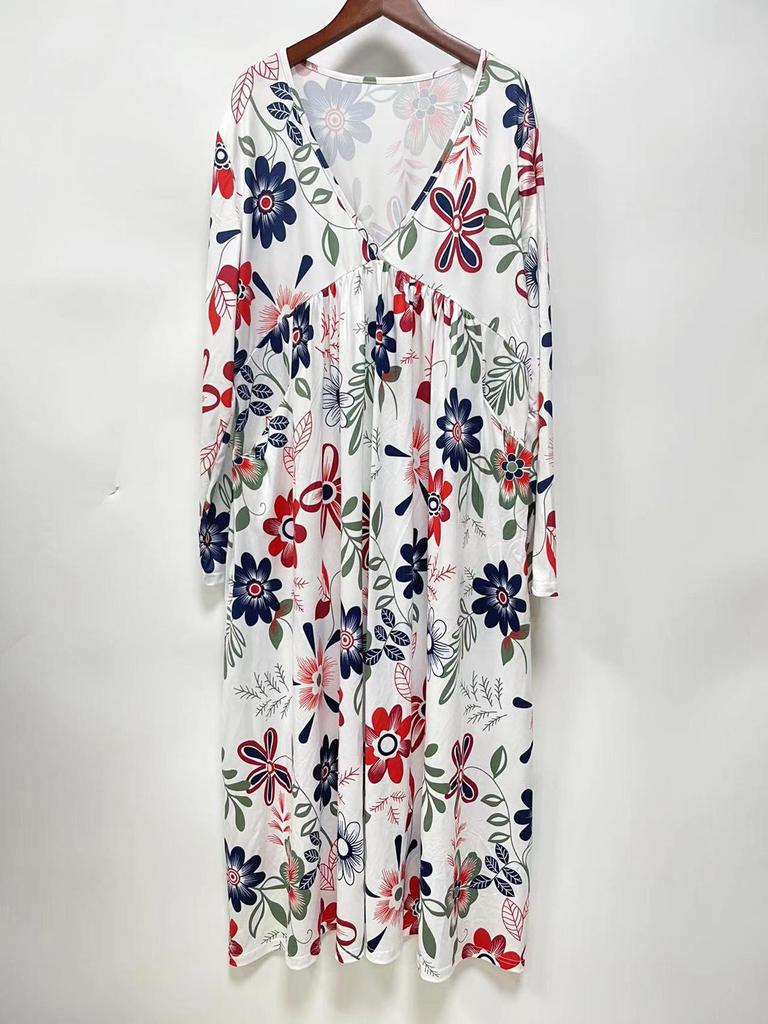 2024 Cross-Border Seasonal Long-Sleeve Printed Casual Dress