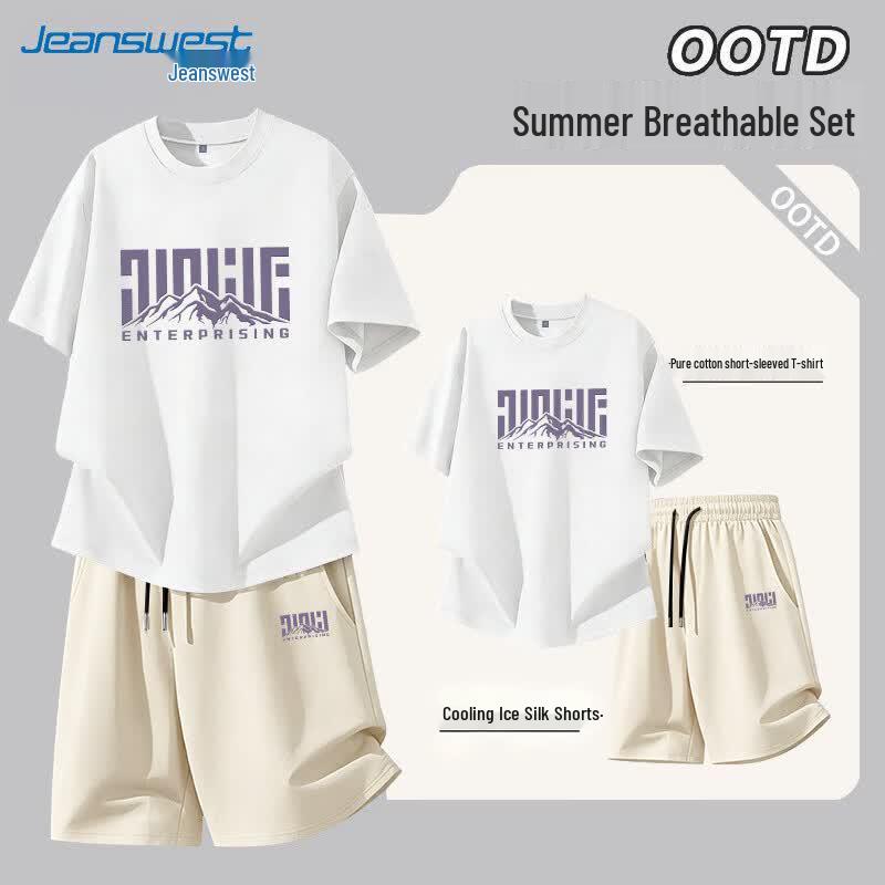 Jeanswest Men s Summer Trendy Short Sleeve & Shorts Set 3XL