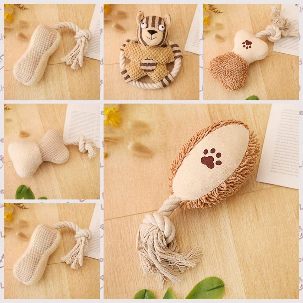 

Pig/Dog Shape Pet Cotton Rope Toy Bite Resistant Squeaky Dog Toy Puppy Rope Knot Toy Self Happy Style A