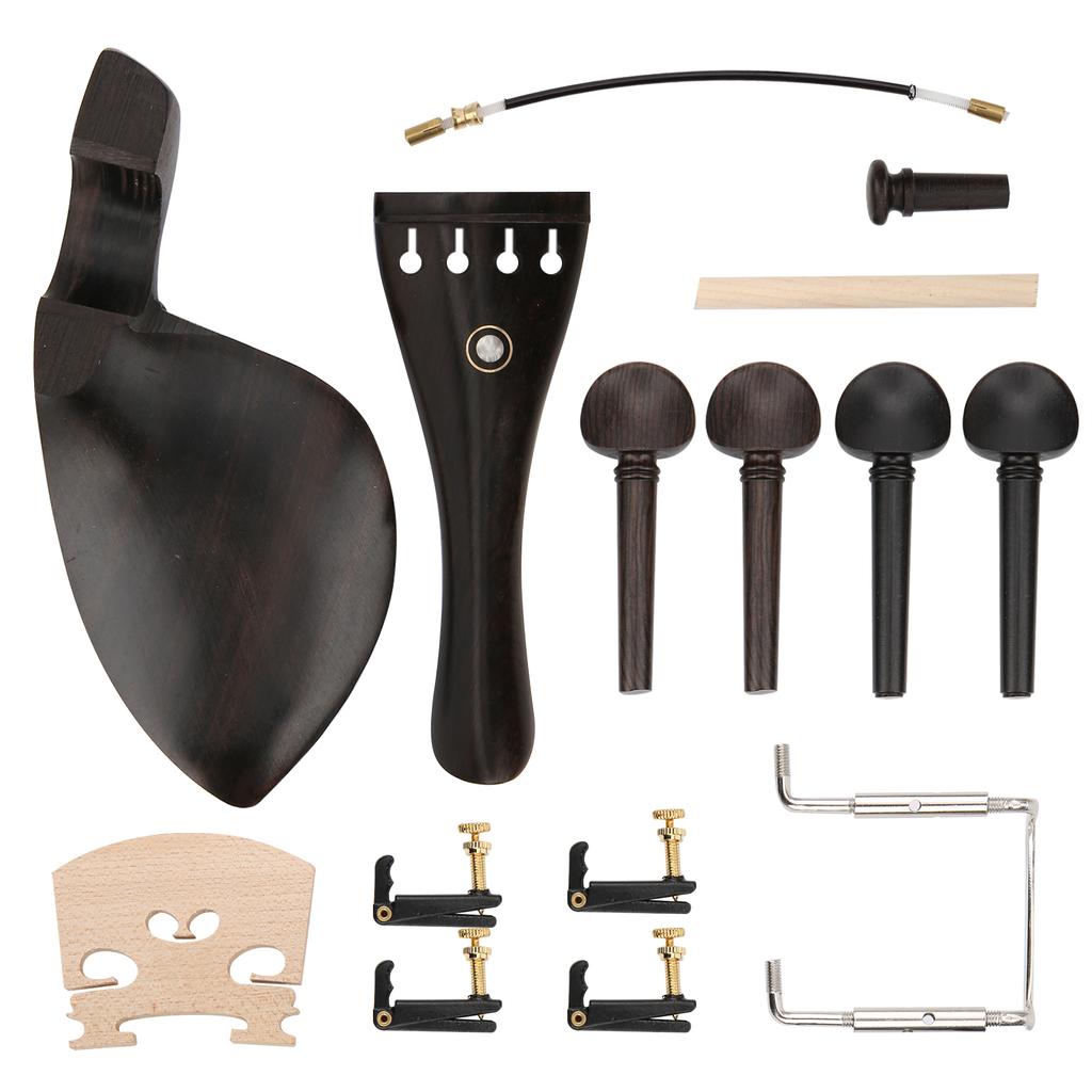 44 Violin Parts Tailpiece Ebony Tuning Pegs Chinrest Endpin Tuners Bridge Soundpost Kit