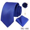 Men's Wine Red Striped Tie, Pocket Square & Brooch Set for Weddings & Banquets