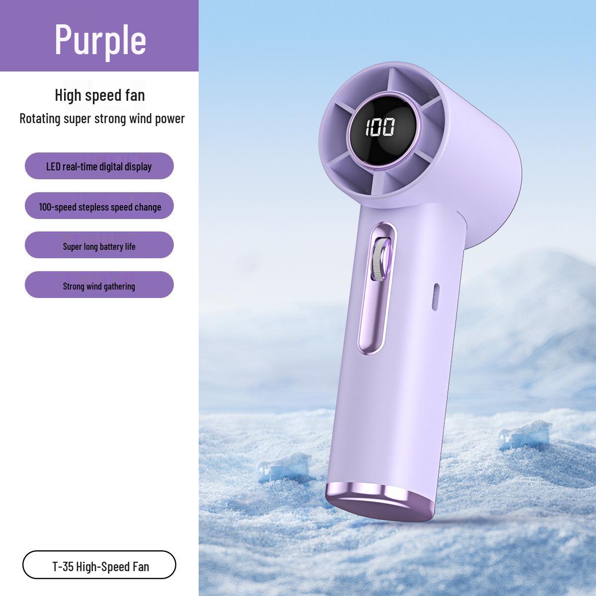 

T35 Turbo Handheld USB Fan: Portable, 199-Speed, Digital Display, High-Speed. 147x61x50 mm фіолетовий
