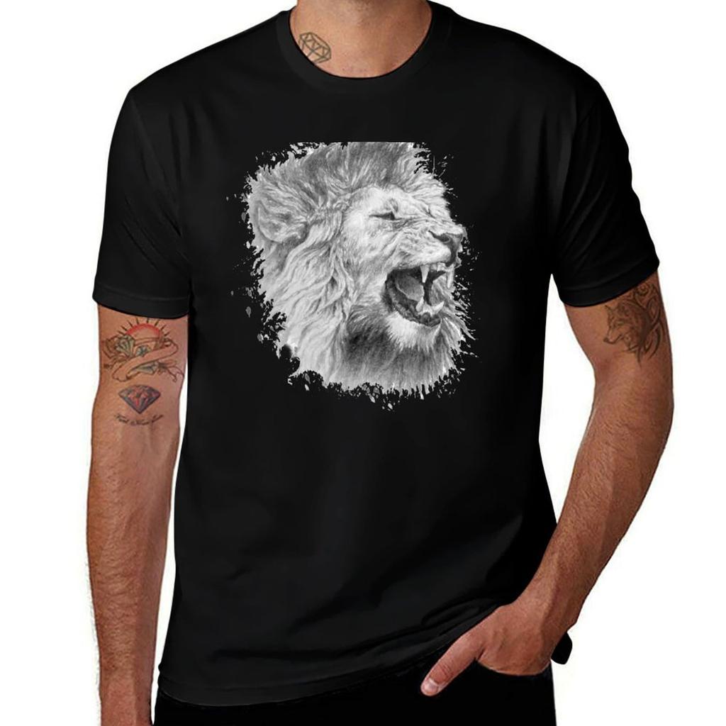 The Roar Of The Lion Lion Roar Watercolor Tshirt Basic Casual Wear Short Sleeve Top