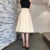 Summer Mid-length Skirt Women's Bud High Waist Single-breasted A-line Over-the-knee Skirt