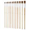 12 Pcs Artist Brushes Flat Paint Brushes Acrylic Paint Brush Wolf Hair Painting Brushes for Watercolor Oil Body Painting