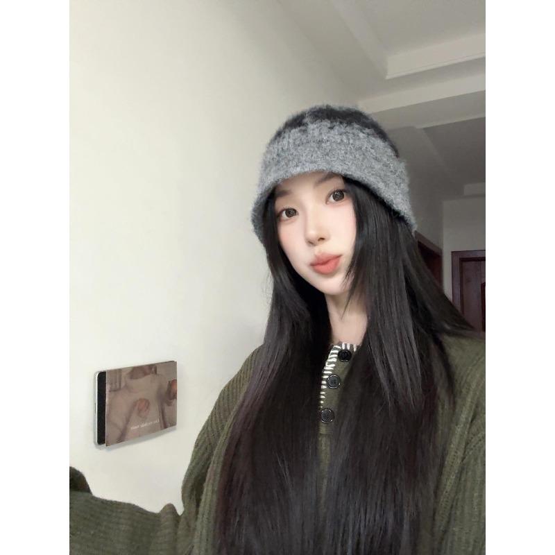 Warm Cold Hat Small Head Fisherman Hat Trendy Autumn and Winter Brushed Ear Protection  Versatile Knitted Toe Cap for Women