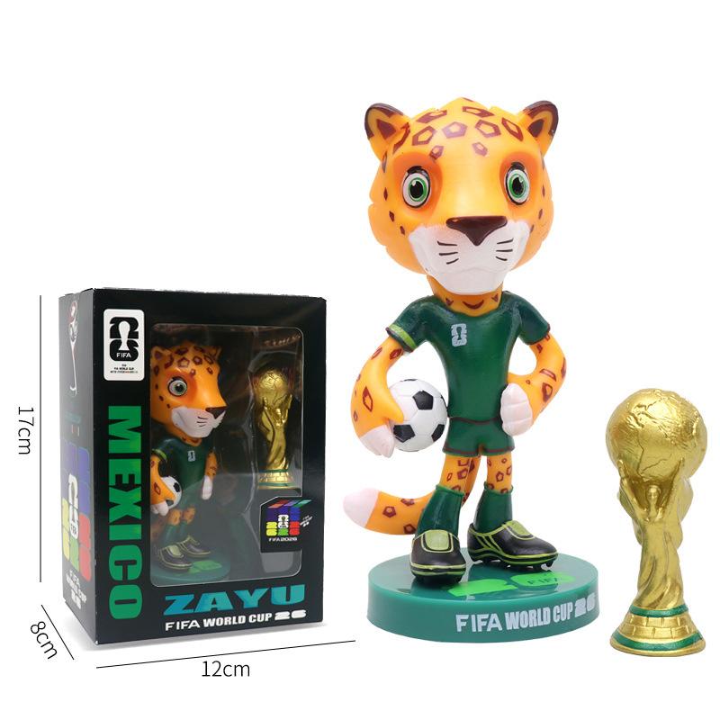 

2026 Soccer Mascot Jaguar Model Kawaii Doll Collectible Keepsake Gift Decor Ornament for Fans 13cm