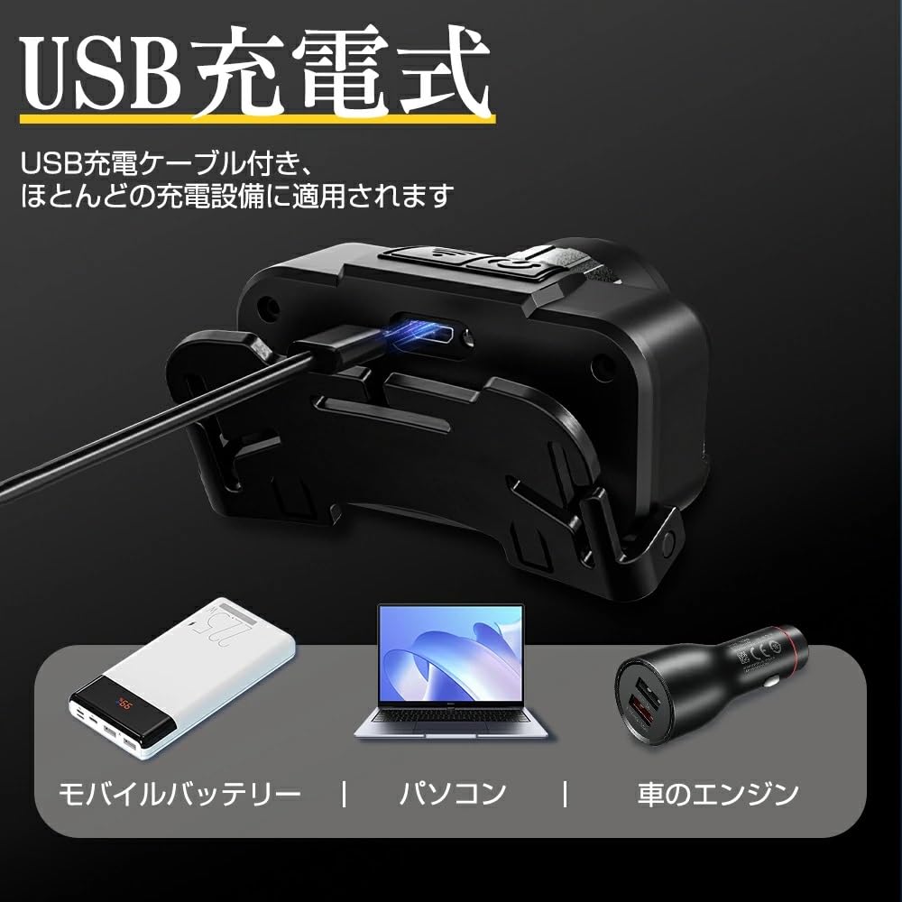 Reîncărcabil USB 1200mAh 800 4 Iluminare Impermeabil și Ajustabil Ideal pentru Noapte Exterior și Putere Compact și Lampă de Cap, Capacitate Mare, Lumeni,