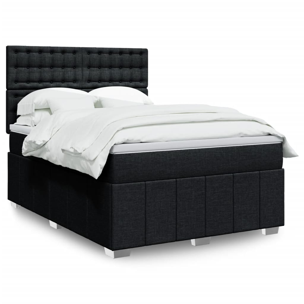 Vidaxl Kontinentalbett Mit Matratze, Schwarz, Stoff, 140X190 Cm