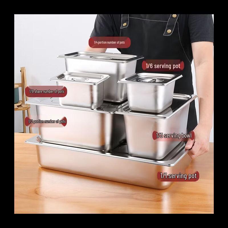NHZHIW Rectangular Stainless Steel Food Pan with Lid