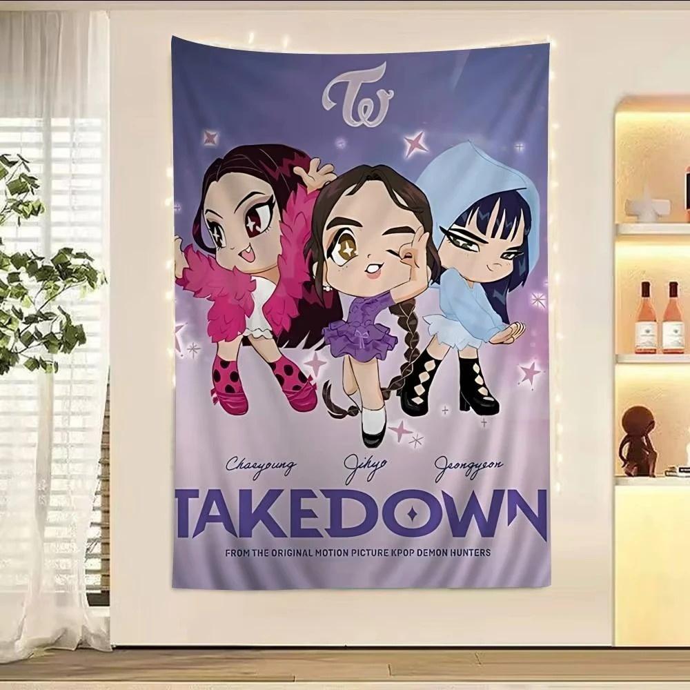 2025 Pop Anime K-Pop D-Demon H-Hunters Tapestry Birthday Gift Home Decoration Wallpaper Banner Tapestry Aesthetic Decoration