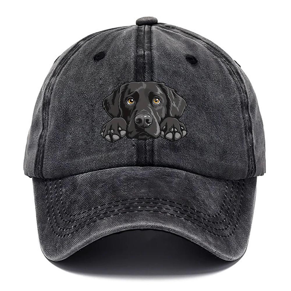 1pc Labrador Print Baseball Cap,Lightweight Breathable Adjustable Snapback Hat with Curved Brim,Washed Look for Outdoor,tralve