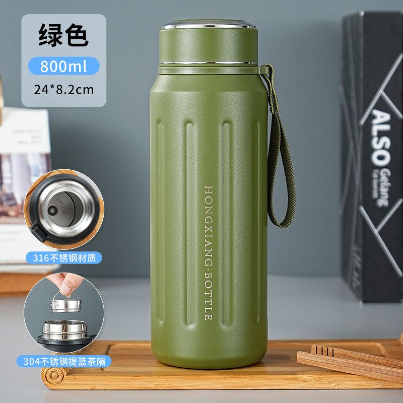 316 Stainless Steel Large-Capacity Thermos Cup for Adults, High-End Business Tea Cup, Outdoor Travel Large Cup, Car-Mounted 600ml