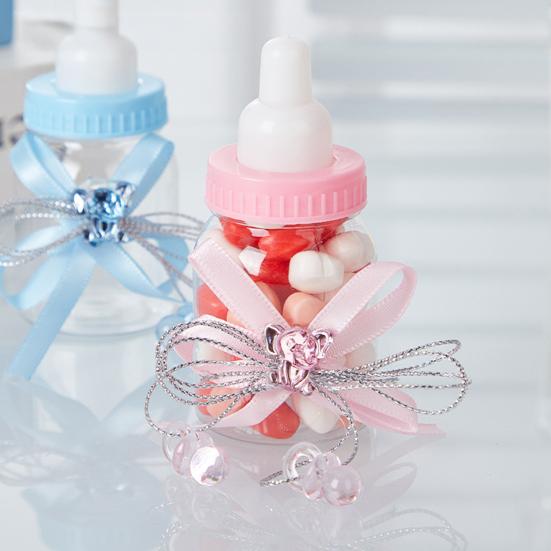 1/6/12 Pièces Mini Bouteille de Lait Boîte à Bonbons avec Ours Strassé Ruban Nœud Bonbons Goodies Pot de Rangement Friandises Fête de Naissance Cadeaux