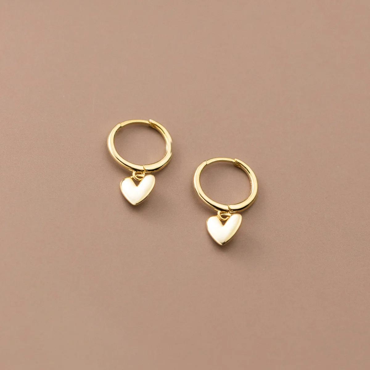 

S925 Sterling Silver Smooth Heart Clip Earrings For Women Kids 14K Gold Plated Ear Wedding Party Jewelry Gift Female Pendientes золотий