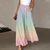 Women's Pants Boho Print Elastic High Waisted Pants Casual Wide Leg Long  Pant Trousers With Pocket