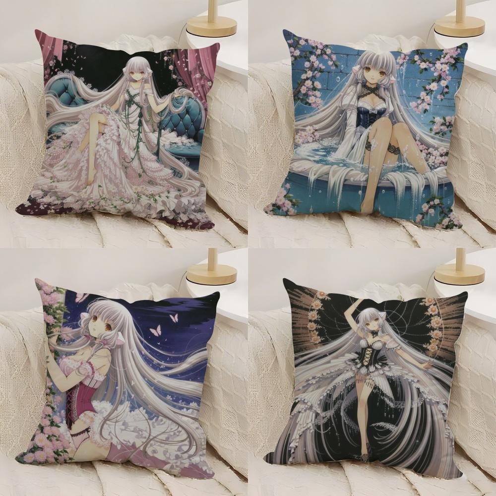 Classic Anime ChobitsS Cushion Cover Silky Short Plush Double-Sided Printed Pillow Case for Sofa All Seasons Home Decor Gift