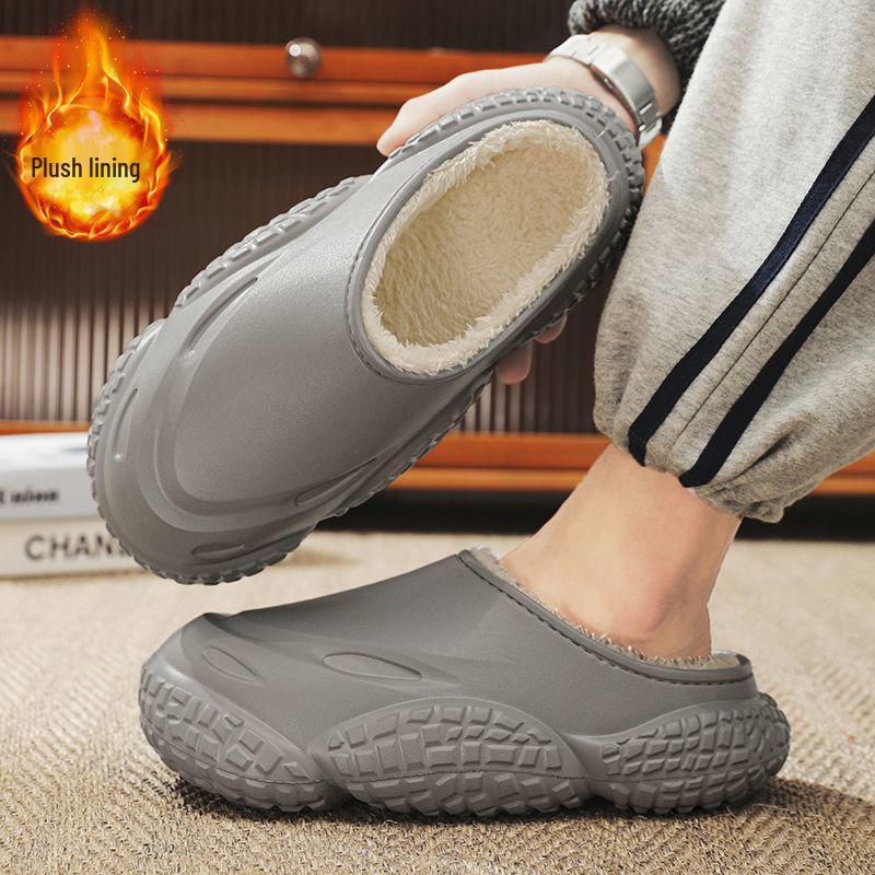 Winter Cotton Slippers: Non-slip, Waterproof, Thick-soled, Warm Velvet, Closed-toe for Men & Women