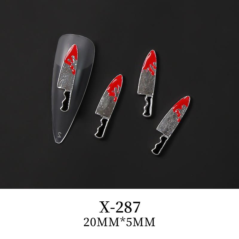 

Cross-border Halloween Bloody Cutlery Nail Art Metal Jewelry Stickers
