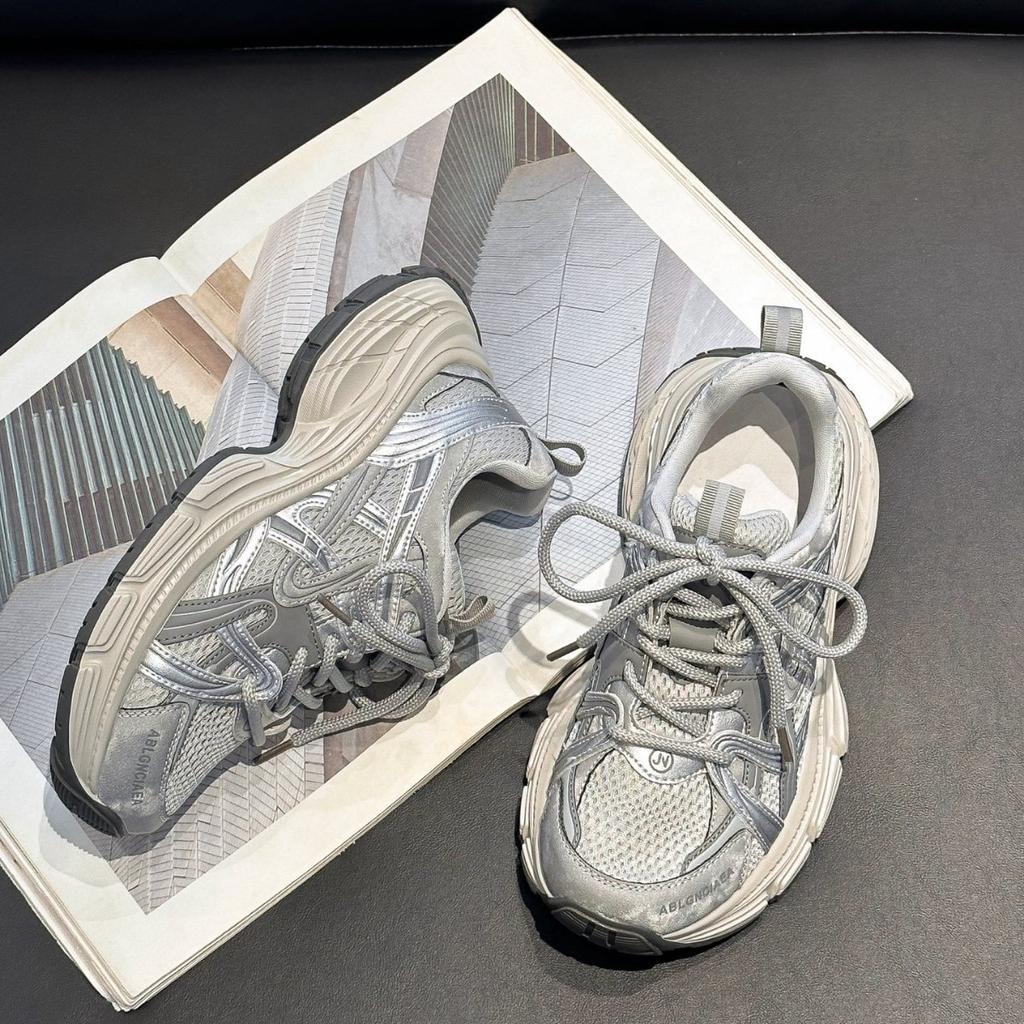 Platform-soled Dad Shoes Women's 2025 Autumn New Mesh Breathable Versatile Height-increasing Casual Sports Shoes Lightweight Running Shoes