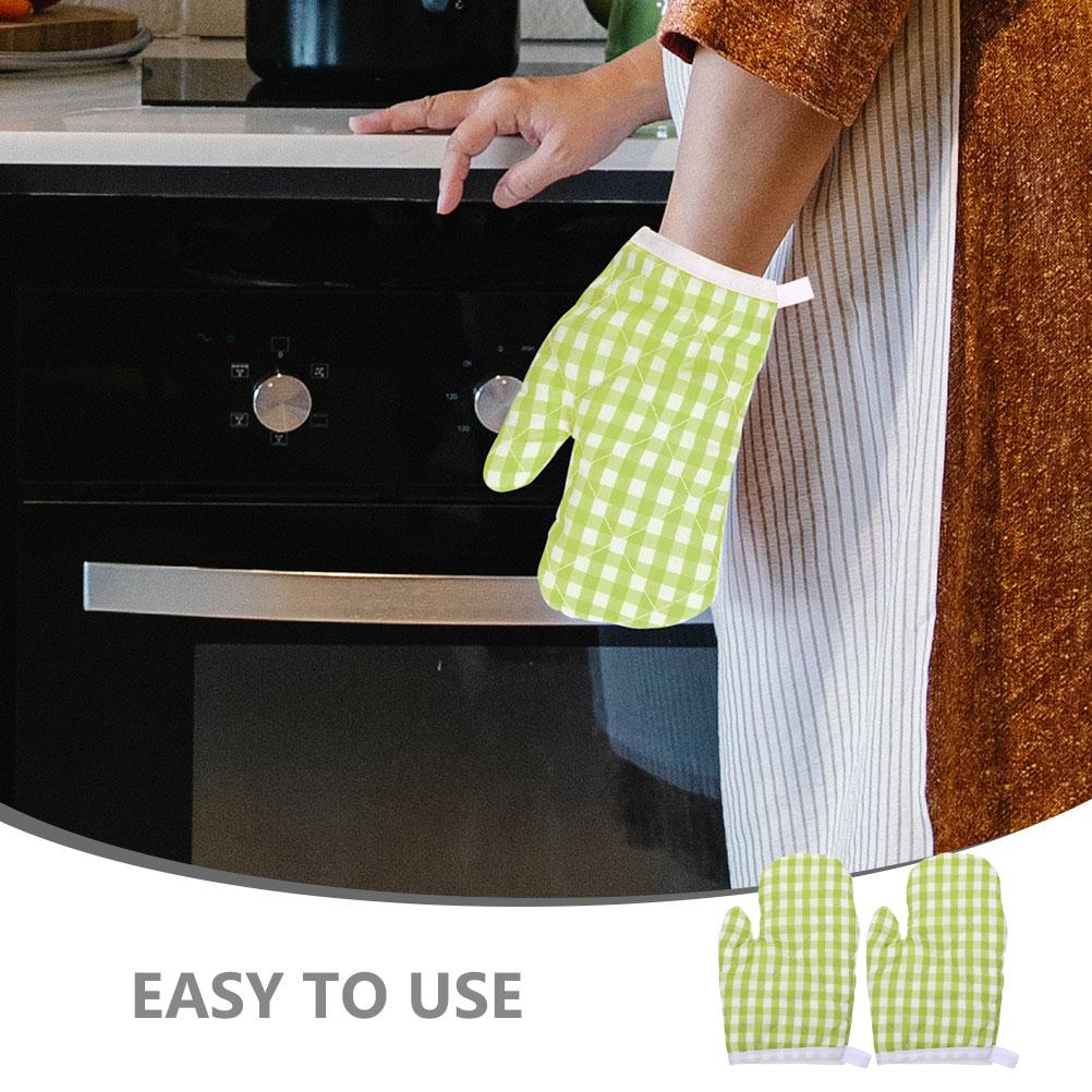 2 Pcs Oven Mitts Heat Resistant Kitchen Gloves Hand Protection Polyester Baking Supplies Cooking Accessories Microwave Mitts
