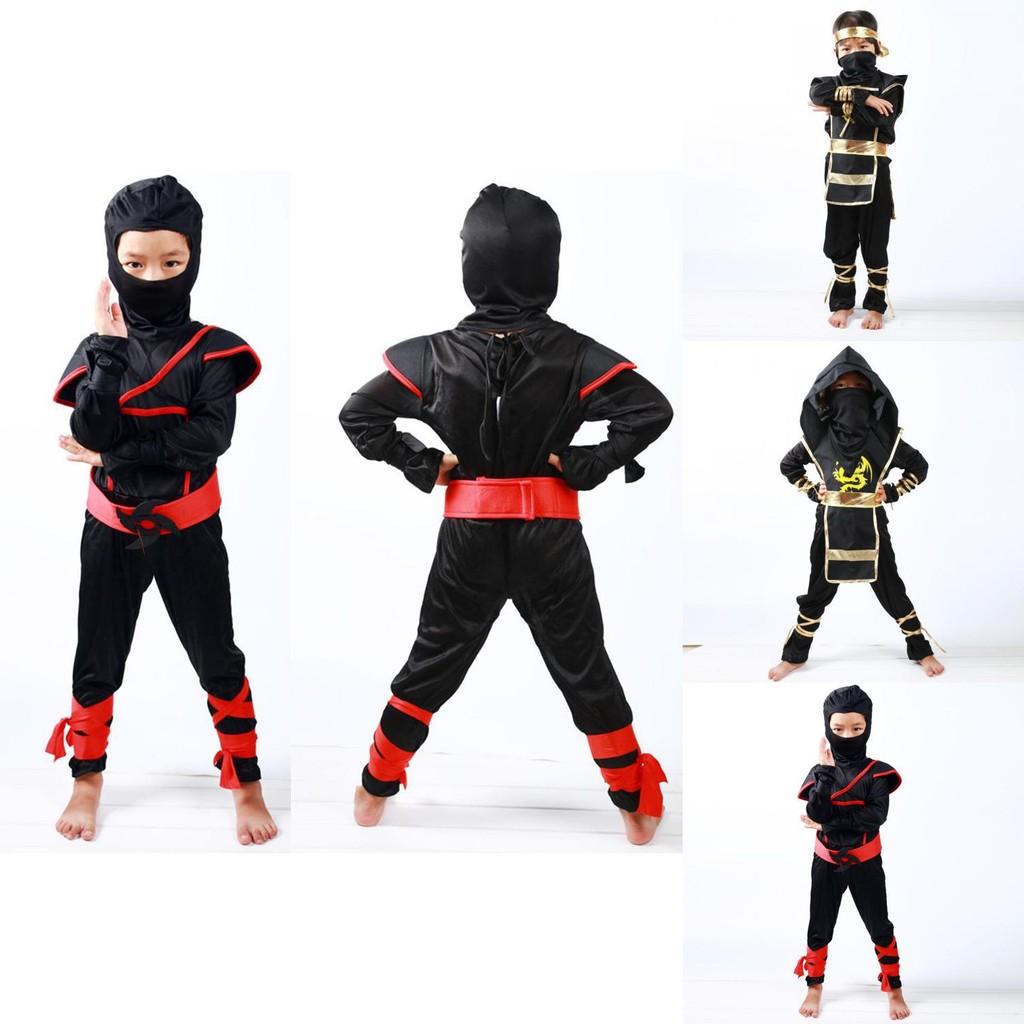 Stunning Boys Kids Ninja Assassin Samurai Warrior Fancy Dress Costume For Halloween