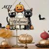 Lente Portiek Bord Houten Welkom Bord, Rustiek Deurhanger 2D Margriet Vlinder Print, Buiten Entree Halloween Thanksgiving Pasen Seizoensgebonden