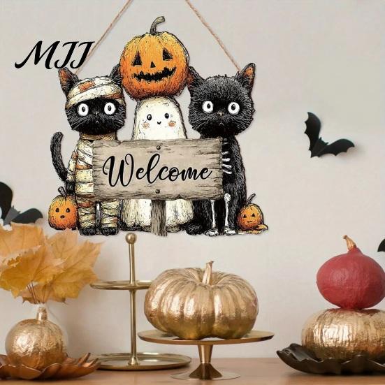 Lente Portiek Bord Houten Welkom Bord, Rustiek Deurhanger 2D Margriet Vlinder Print, Buiten Entree Halloween Thanksgiving Pasen Seizoensgebonden