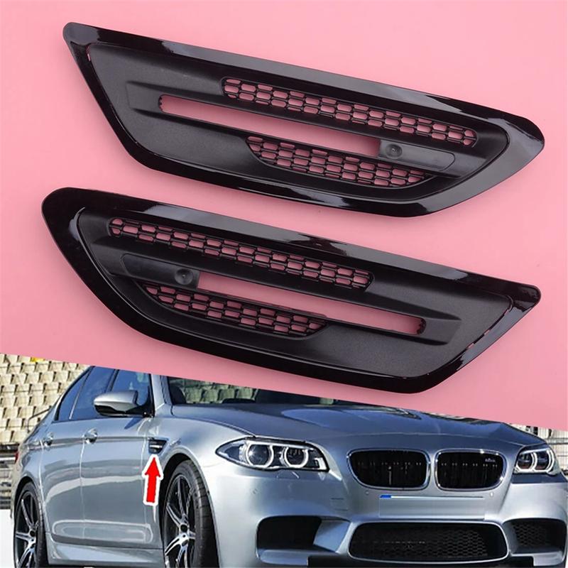 JAS-1Pair Car Side Fender Air Vent Trim Cover for BMW F10 Sedan 5-Series M5 2011-2017 Grille Outlet Frame, B