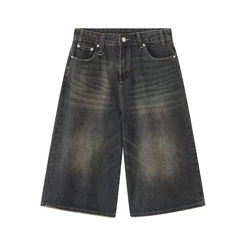 

Мужские летние свободные широкие джинсы с потертостями Vintage Aged Straight Seven Point Shorts S