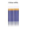 1Pc Ballpoint Pen + 8 Refills Black Blue Red Ink Gel Pen Bullet Tip 0.5mm Rollerball Pen School Office Supplies Stationery Pen