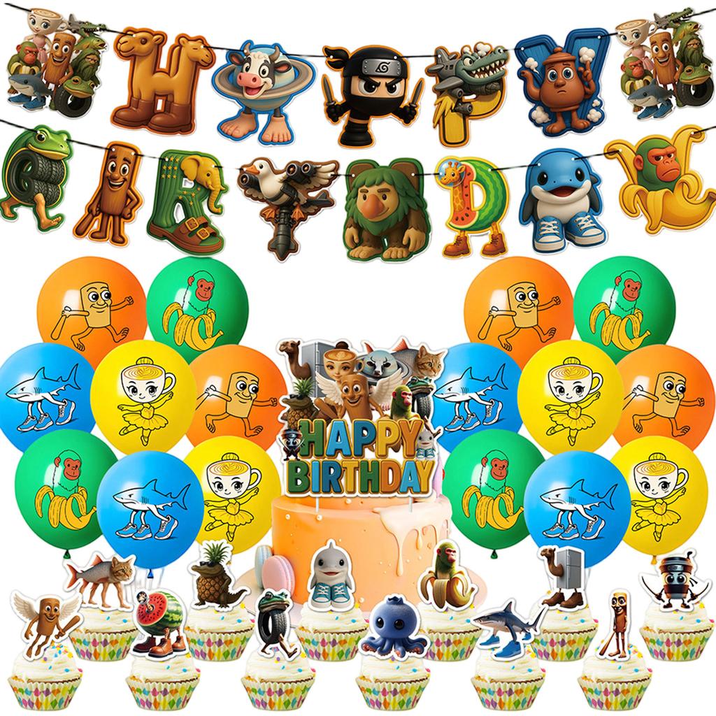 Theme Birthday Party Decoration Children's Birthday Flag Cake Inserted Pendant Party Layout