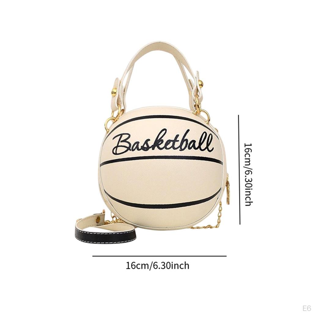 Basketball Shaped Crossbody Bag Clutch Zipper PU Shoulder for Vacation Phone