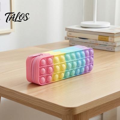 Pencil Box Silicone Tie-Dye Case, Squeezable Soft Stationery Organizer for Kids Teens, Unique Gradient Pen Case Random Pattern Pouch, Creative