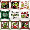 Cozy Green And Red Grinch Christmas Pillow Cover For Stylish Home Dcor 45x45cm
