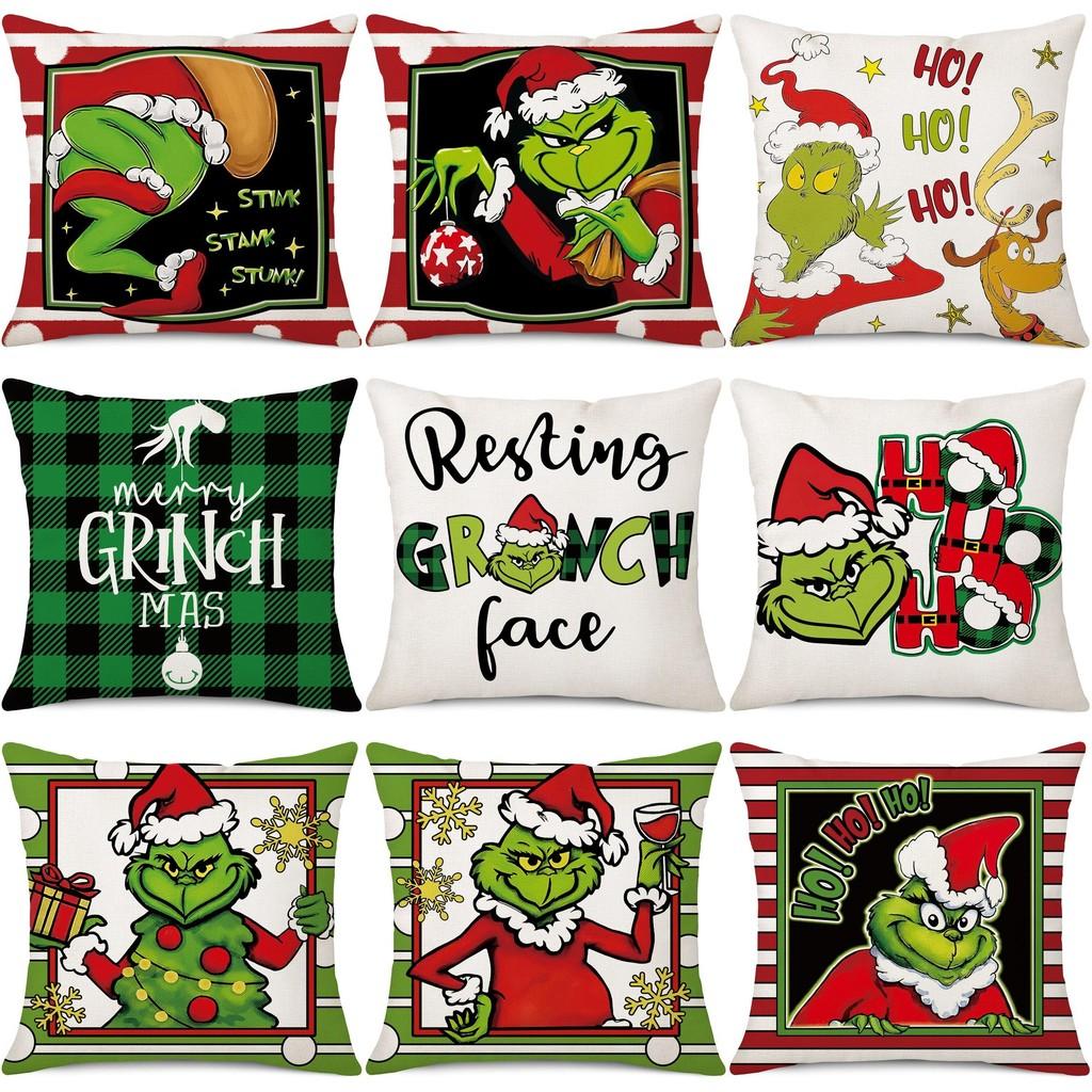 Cozy Green And Red Grinch Christmas Pillow Cover For Stylish Home Dcor 45x45cm