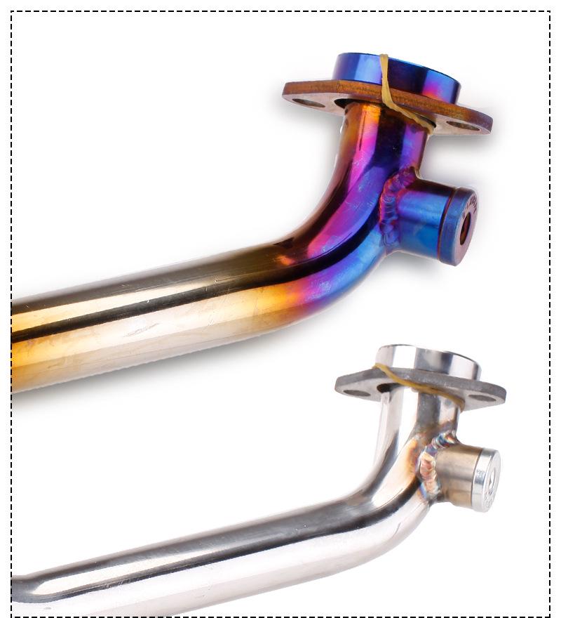 Applicable PGO Tigra 150ABS Exhaust: Blue Stainless Steel Front + Carbon Fiber Tail Section